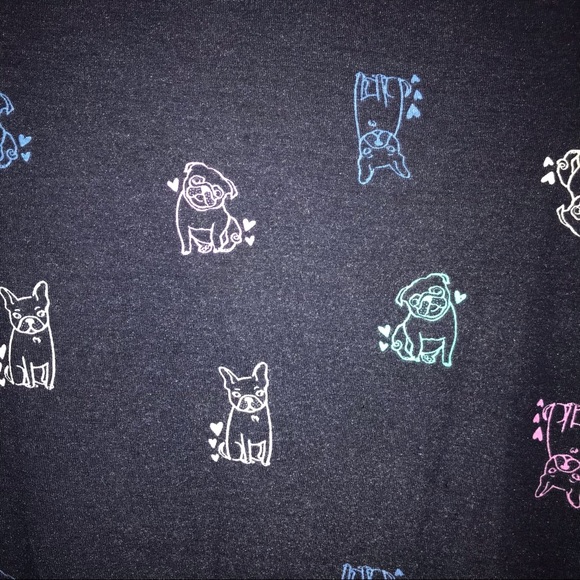 SO girls long sleeve t-shirt, navy blue with pugs and frenchie dogs all over - Picture 5 of 10